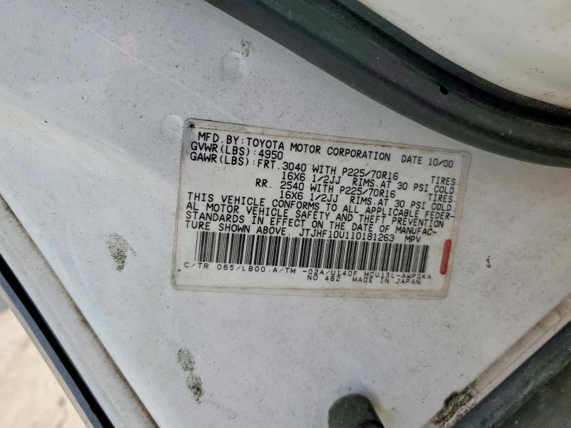 Aukcja sprzedaży 2001 Lexus Rx 300, vin: JTJHF10U110181263, numer aukcji: 48415926