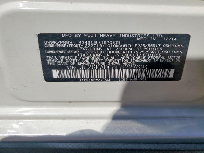 51797336 :رقم المزاد ، JF2GPADC8F8227694 vin ، 2015 Subaru Xv Crosstrek مزاد بيع