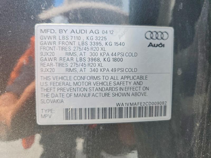 Продажа на аукционе авто 2012 Audi Q7, vin: WA1VMAFE2CD009082, номер лота: 48537416
