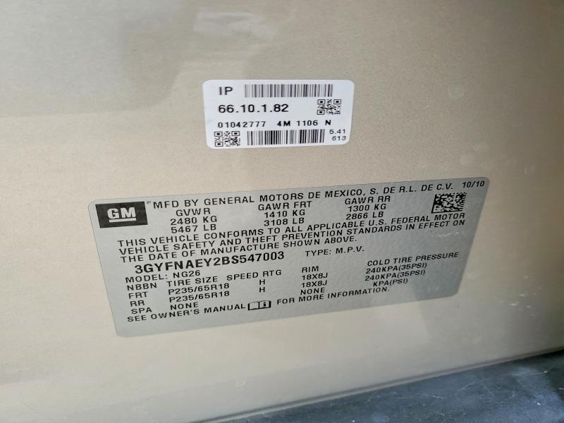 Продаж на аукціоні авто 2011 Cadillac Srx, vin: 3GYFNAEY2BS547003, номер лоту: 49335876