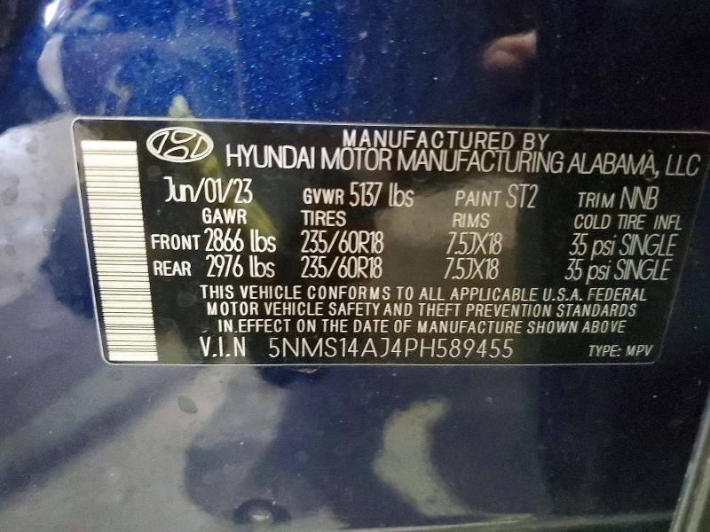 50219406 :رقم المزاد ، 5NMS14AJ4PH589455 vin ، 2023 Hyundai Santa Fe مزاد بيع