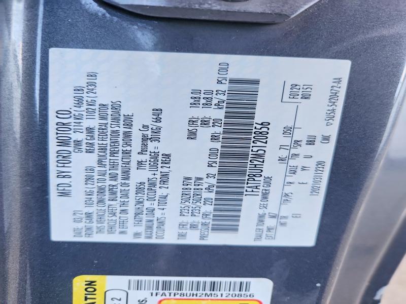Продажа на аукционе авто 2021 Ford Mustang, vin: 1FATP8UH2M5120856, номер лота: 48400276