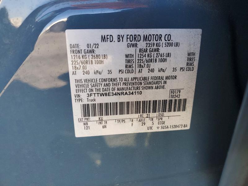 Aukcja sprzedaży 2022 Ford Maverick, vin: 3FTTW8E34NRA34110, numer aukcji: 51441836