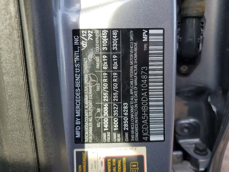 Продаж на аукціоні авто 2013 Mercedes-benz Ml, vin: 4JGDA5HB0DA104873, номер лоту: 49091446