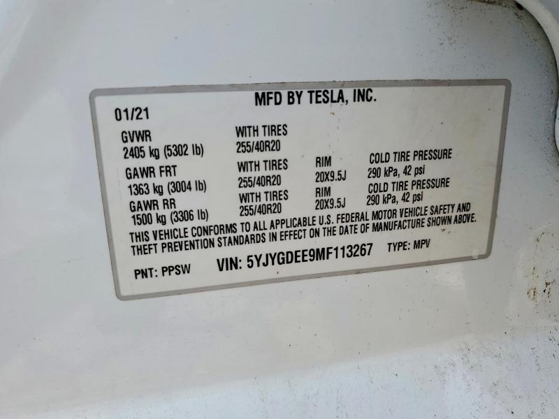 Aukcja sprzedaży 2021 Tesla Model Y, vin: 5YJYGDEE9MF113267, numer aukcji: 51659926