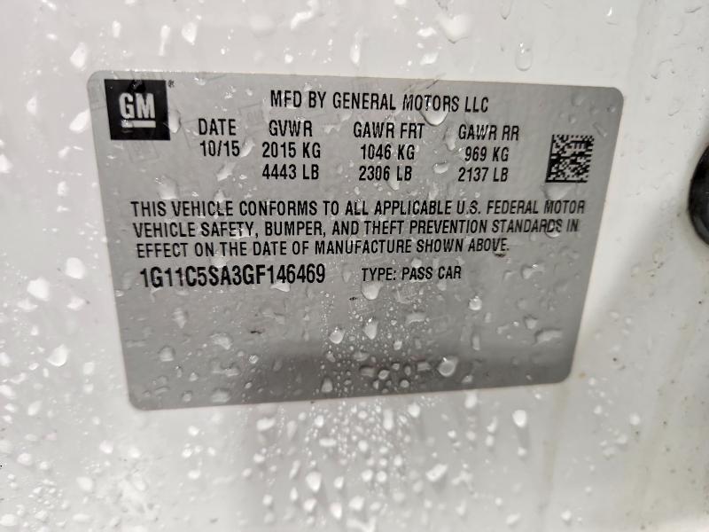 2016 Chevrolet Malibu Limited მანქანა იყიდება აუქციონზე, vin: 1G11C5SA3GF146469, აუქციონის ნომერი: 48456736