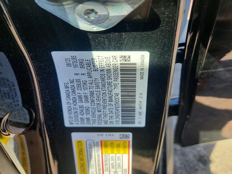 Aukcja sprzedaży 2026 Honda Civic, vin: 2HGFE4F83TH308748, numer aukcji: 51160416