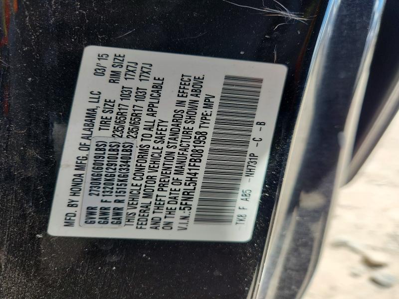 Aukcja sprzedaży 2015 Honda Odyssey, vin: 5FNRL5H41FB081958, numer aukcji: 51723946