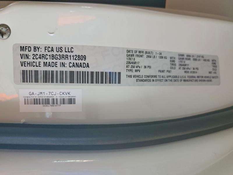 2024 Chrysler Pacifica მანქანა იყიდება აუქციონზე, vin: 2C4RC1BG3RR112809, აუქციონის ნომერი: 48898056