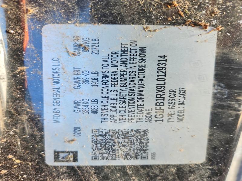 52778296 :رقم المزاد ، 1G1FB1RX9L0129314 vin ، 2020 Chevrolet Camaro مزاد بيع