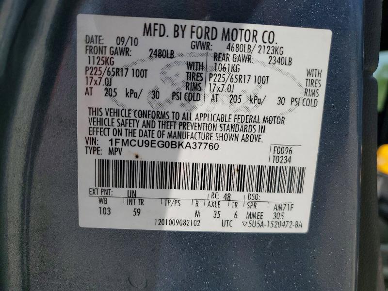 Продажа на аукционе авто 2011 Ford Escape, vin: 1FMCU9EG0BKA37760, номер лота: 49477846