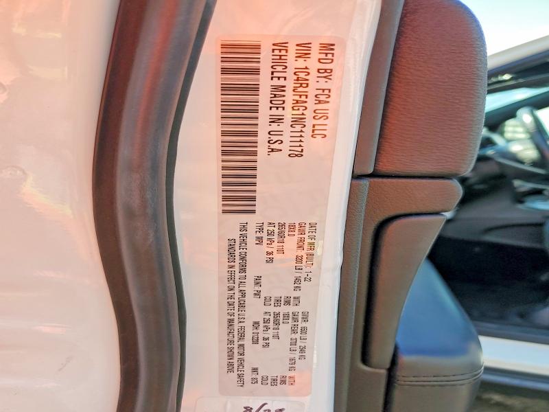50429816 :رقم المزاد ، 1C4RJFAG1NC111178 vin ، 2022 Jeep Grand Cherokee مزاد بيع