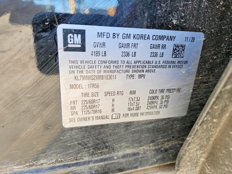 50156646 :رقم المزاد ، KL79MMS2XMB103614 vin ، 2021 Chevrolet Trailblazer مزاد بيع