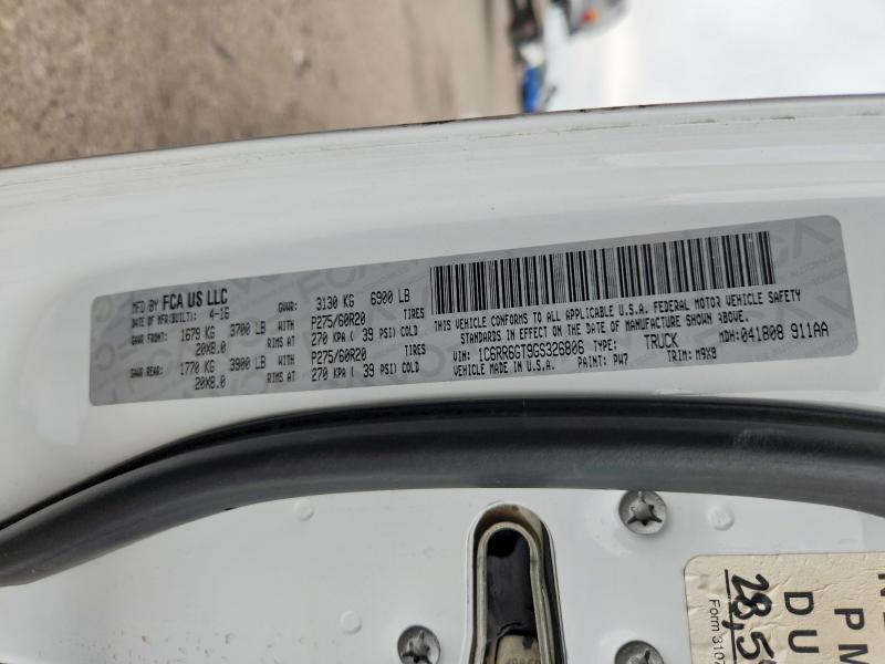 47697936 :رقم المزاد ، 1C6RR6GT9GS326806 vin ، 2016 Ram 1500 مزاد بيع