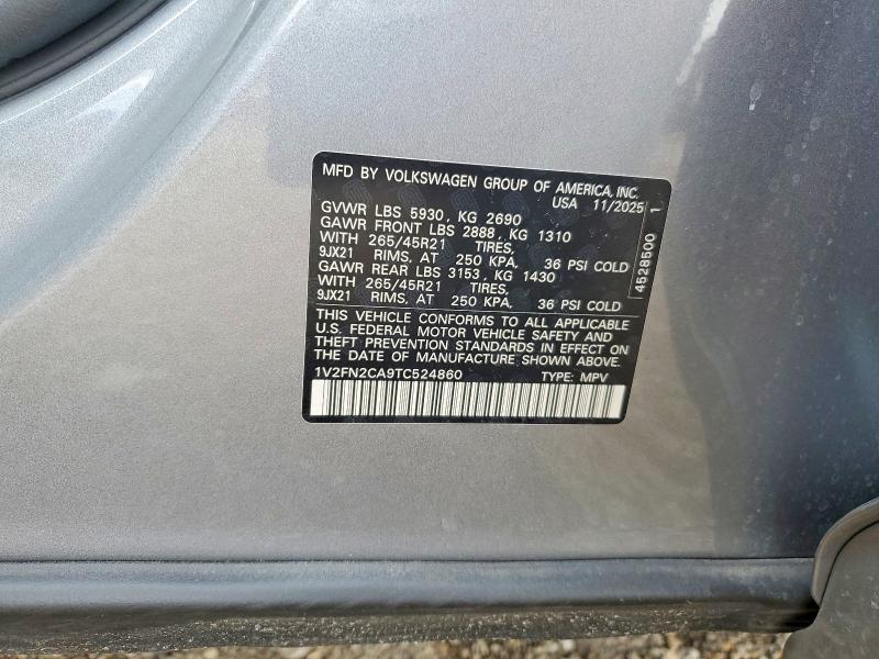 49286096 :رقم المزاد ، 1V2FN2CA9TC524860 vin ، 2026 Volkswagen Atlas مزاد بيع