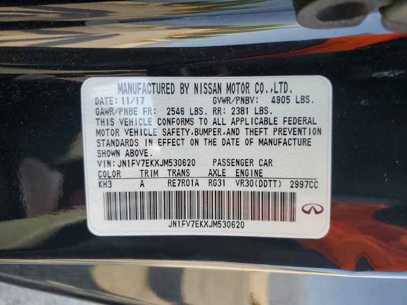49001226 :رقم المزاد ، JN1FV7EKXJM530620 vin ، 2018 Infiniti Q60 مزاد بيع