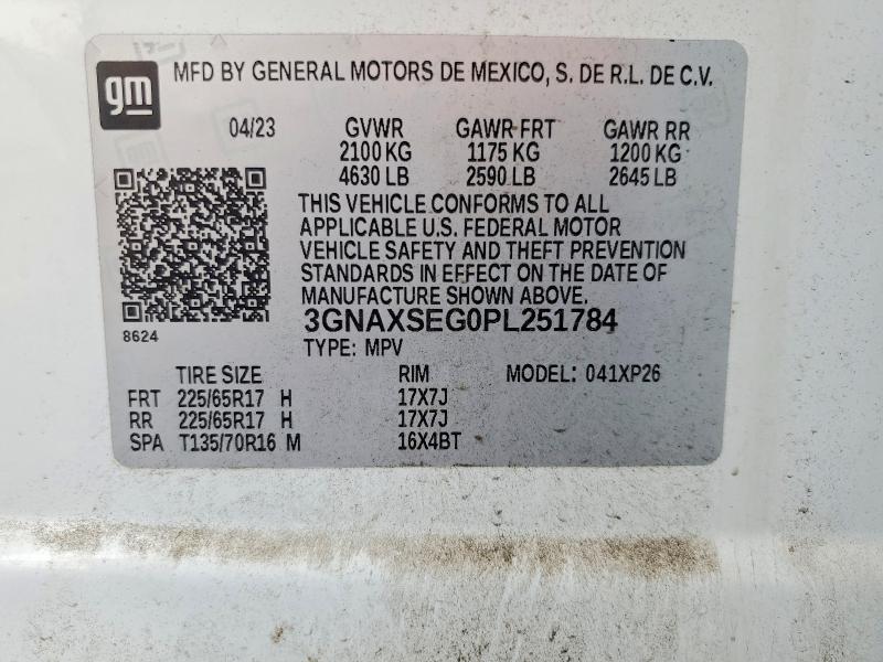 Продажа на аукционе авто 2023 Chevrolet Equinox, vin: 3GNAXSEG0PL251784, номер лота: 49320176