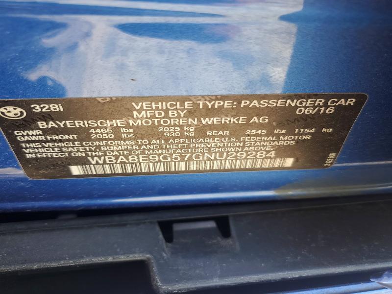 2016 Bmw 328 მანქანა იყიდება აუქციონზე, vin: WBA8E9G57GNU29284, აუქციონის ნომერი: 49960166