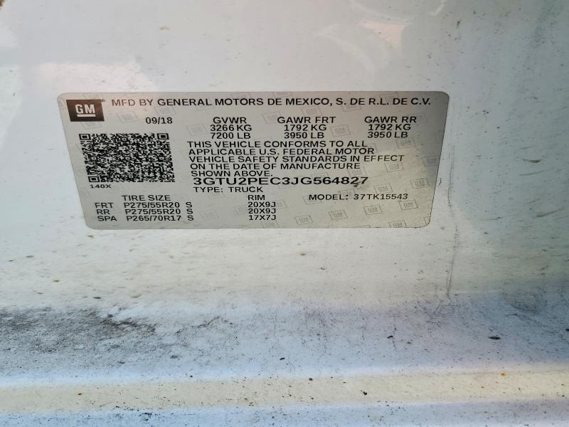 2018 Gmc Sierra მანქანა იყიდება აუქციონზე, vin: 3GTU2PEC3JG564827, აუქციონის ნომერი: 48113816