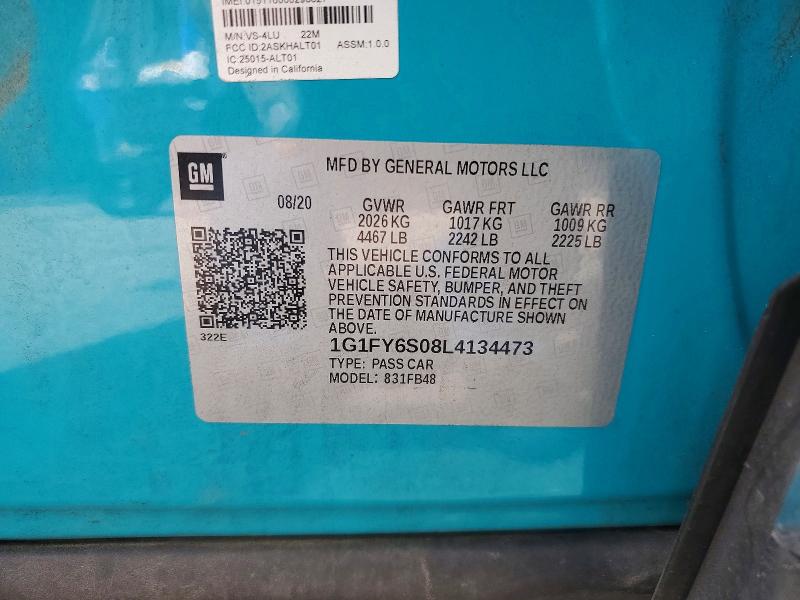 Aukcja sprzedaży 2020 Chevrolet Bolt Ev, vin: 1G1FY6S08L4134473, numer aukcji: 50004516