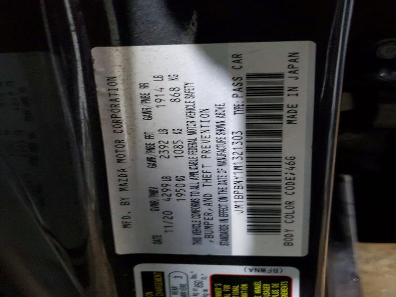 Aukcja sprzedaży 2021 Mazda 3, vin: JM1BPBNY1M1321303, numer aukcji: 48780586