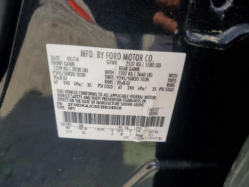 49146346 :رقم المزاد ، 2FMDK4JC6EBB34508 vin ، 2014 Ford Edge مزاد بيع