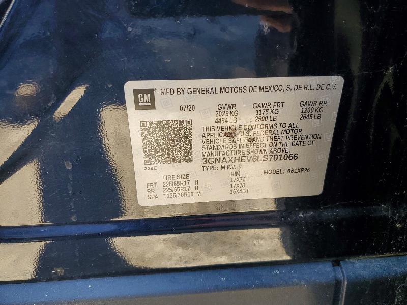 2020 Chevrolet Equinox მანქანა იყიდება აუქციონზე, vin: 3GNAXHEV6LS701066, აუქციონის ნომერი: 51411866