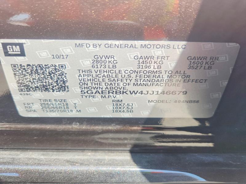 Продажа на аукционе авто 2018 Buick Enclave, vin: 5GAERBKW4JJ146679, номер лота: 50158156