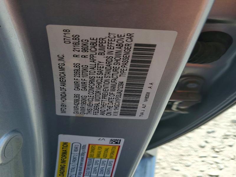 Aukcja sprzedaży 2018 Honda Accord, vin: 1HGCV1F53JA212394, numer aukcji: 47802886
