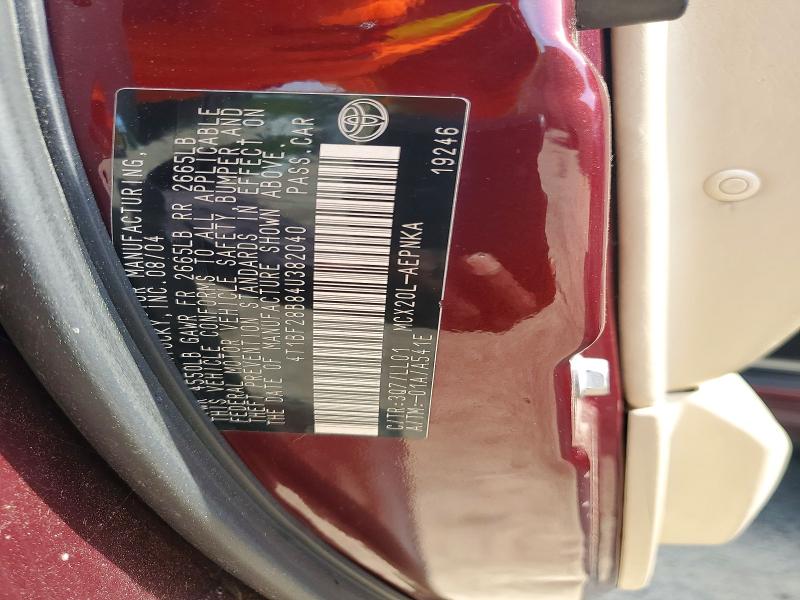 49819156 :رقم المزاد ، 4T1BF28B84U382040 vin ، 2004 Toyota Avalon مزاد بيع