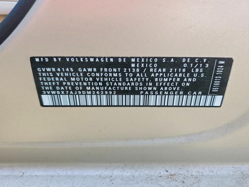 Aukcja sprzedaży 2013 Volkswagen Jetta, vin: 3VWBX7AJ9DM262992, numer aukcji: 51044376