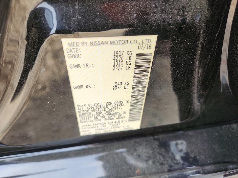 48491136 :رقم المزاد ، 1N4AL3APXGN344835 vin ، 2016 Nissan Altima مزاد بيع