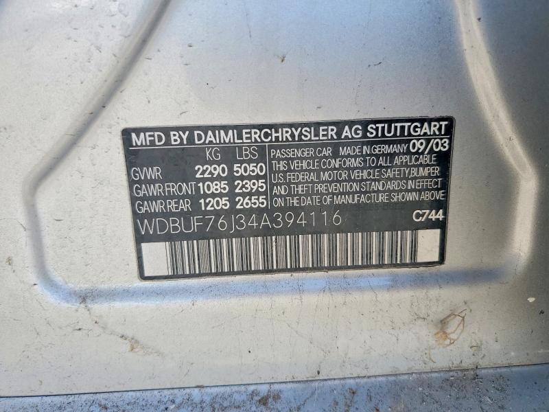 Продажа на аукционе авто 2004 Mercedes Benz E, vin: WDBUF76J34A394116, номер лота: 51464896