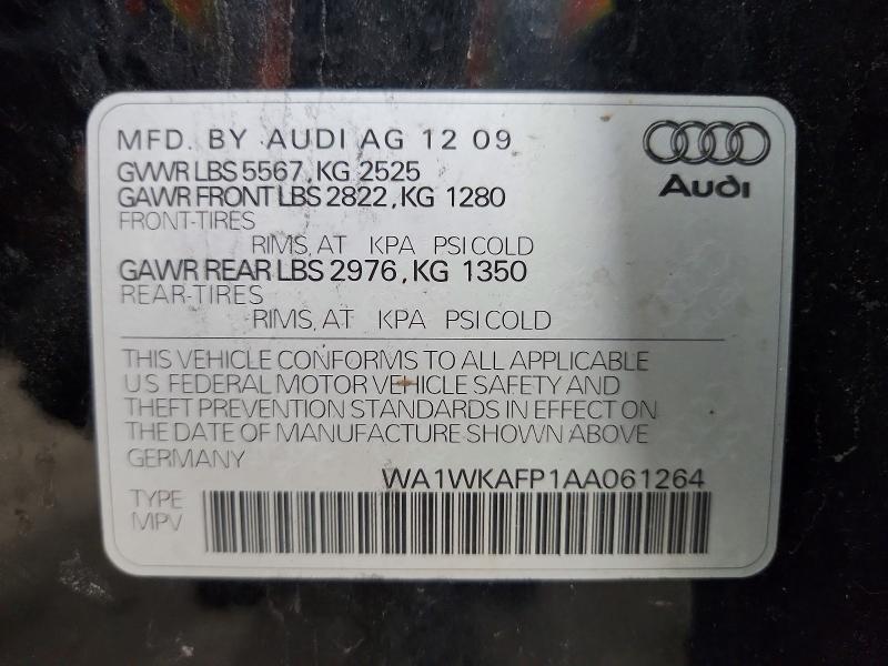 48442426 :رقم المزاد ، WA1WKAFP1AA061264 vin ، 2010 Audi Q5 مزاد بيع