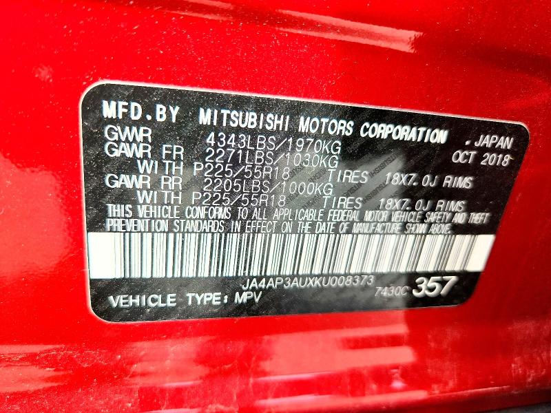 Продаж на аукціоні авто 2019 Mitsubishi Outlander Sport, vin: JA4AP3AUXKU008373, номер лоту: 51147656