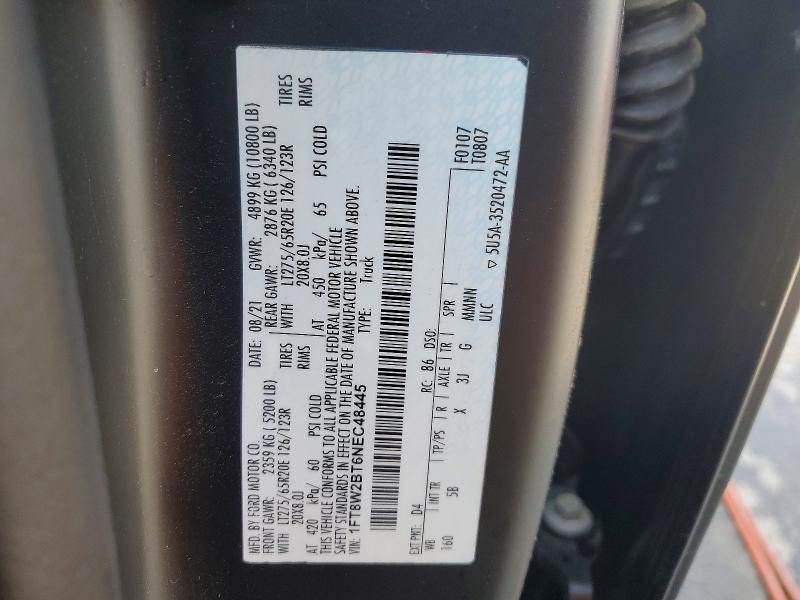 2022 Ford F250 მანქანა იყიდება აუქციონზე, vin: 1FT8W2BT6NEC48445, აუქციონის ნომერი: 51310736
