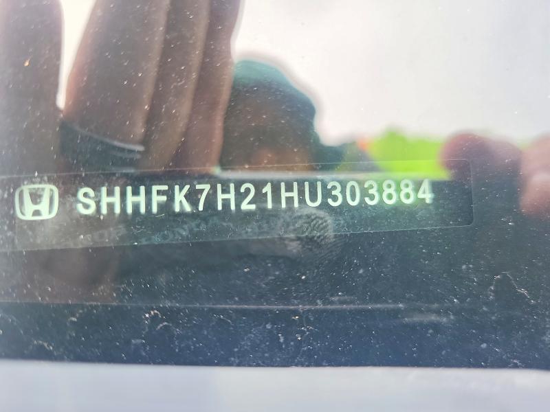 50275956 :رقم المزاد ، SHHFK7H21HU303884 vin ، 2017 Honda Civic مزاد بيع