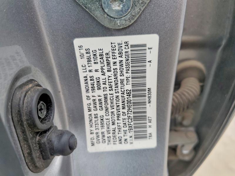 2017 Honda Civic მანქანა იყიდება აუქციონზე, vin: 19XFC2F72HE001462, აუქციონის ნომერი: 49482366