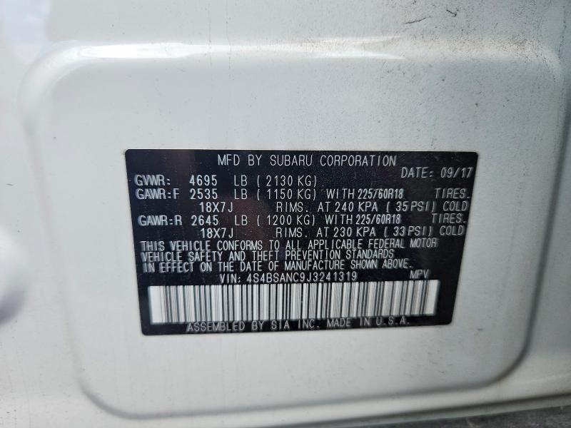 Aukcja sprzedaży 2018 Subaru Outback, vin: 4S4BSANC9J3241319, numer aukcji: 50353526