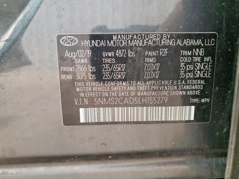51008516 :رقم المزاد ، 5NMS2CAD5LH155279 vin ، 2020 Hyundai Santa Fe مزاد بيع