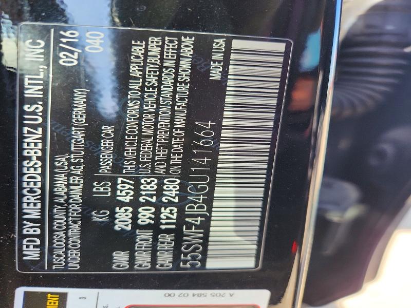 Aukcja sprzedaży 2016 Mercedes-benz C, vin: 55SWF4JB4GU141664, numer aukcji: 49141896
