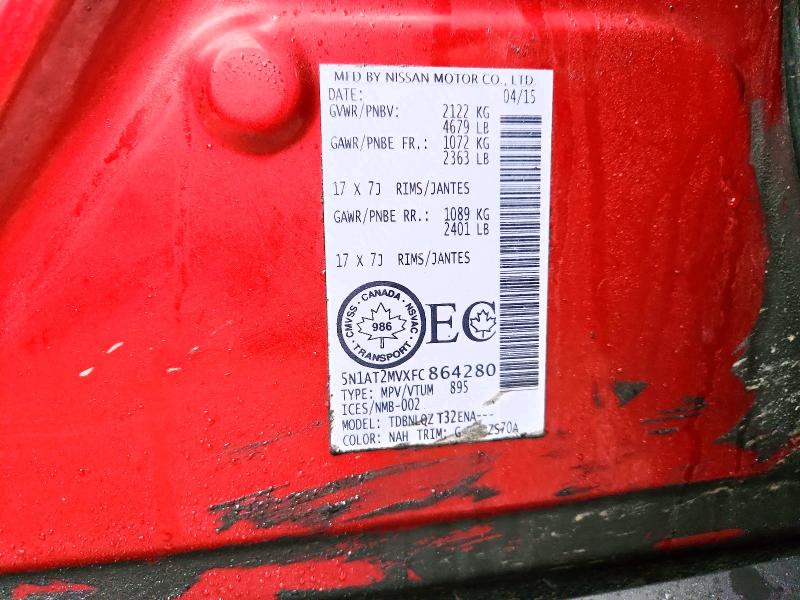 2015 Nissan Rogue მანქანა იყიდება აუქციონზე, vin: 5N1AT2MVXFC864280, აუქციონის ნომერი: 49679506