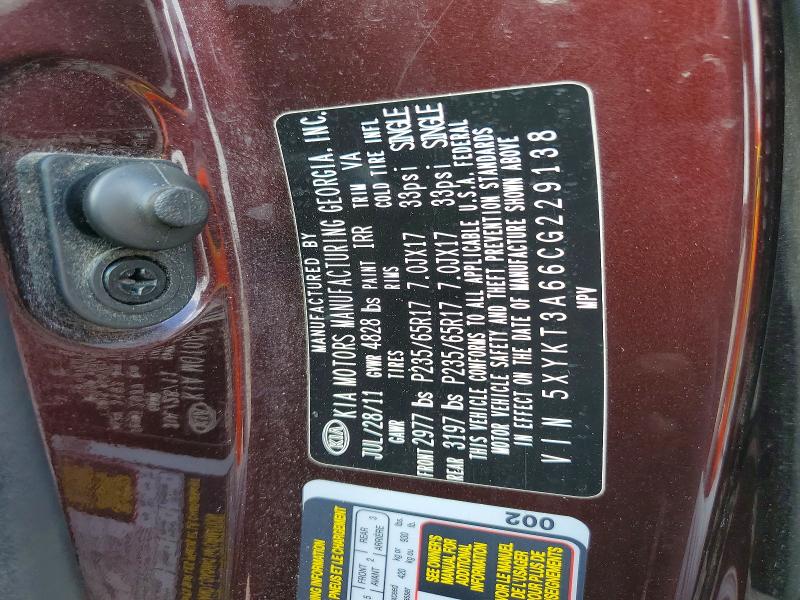 50196556 :رقم المزاد ، 5XYKT3A66CG229138 vin ، 2012 Kia Sorento مزاد بيع