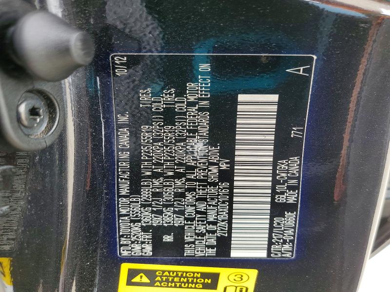 Aukcja sprzedaży 2013 Lexus Rx, vin: 2T2ZK1BAXDC101616, numer aukcji: 49325056