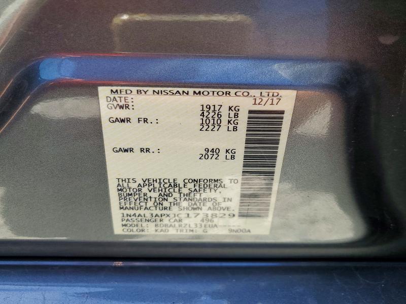 Продаж на аукціоні авто 2018 Nissan Altima, vin: 1N4AL3APXJC173829, номер лоту: 49957356
