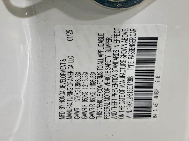 51492306 :رقم المزاد ، 19XFL2H81SE017388 vin ، 2025 Honda Civic مزاد بيع