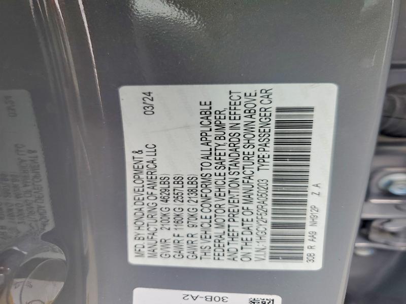 2024 Honda Accord მანქანა იყიდება აუქციონზე, vin: 1HGCY2F52RA050203, აუქციონის ნომერი: 45831376