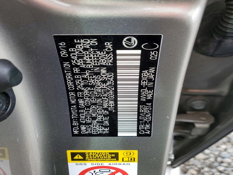 2017 Lexus Es 300h მანქანა იყიდება აუქციონზე, vin: JTHBW1GG9H2135430, აუქციონის ნომერი: 48641346