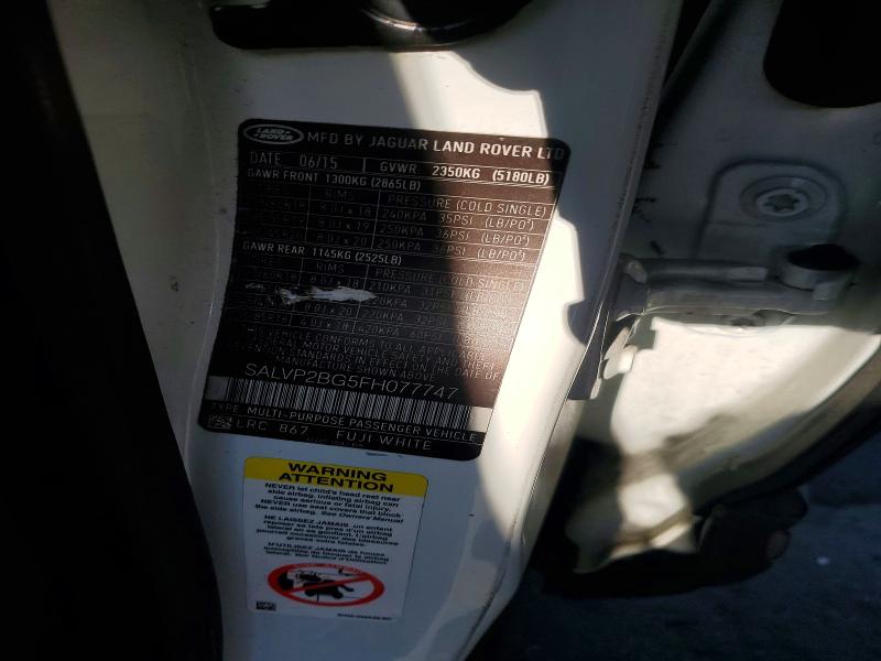 51347016 :رقم المزاد ، SALVP2BG5FH077747 vin ، 2015 Land Rover Range Rover Evoque مزاد بيع