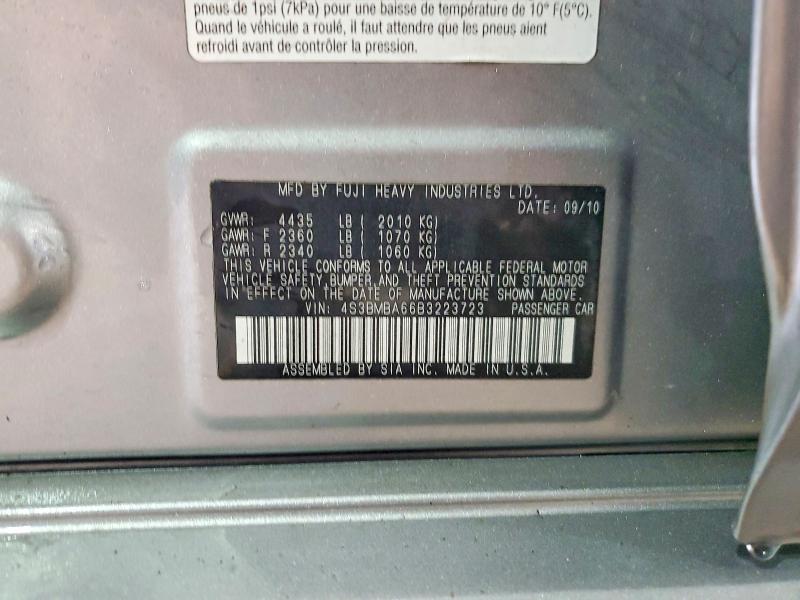 Aukcja sprzedaży 2011 Subaru Legacy, vin: 4S3BMBA66B3223723, numer aukcji: 51443546